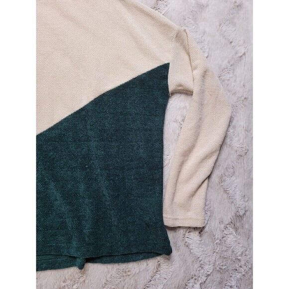 White Birch Cream Forest Green Long Sleeve Mock Neck Soft Sweater Size M - Picture 6 of 12